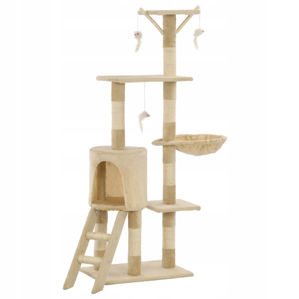 Škrabadlo pro kočky se sisalovými sloupky, 138 cm, be