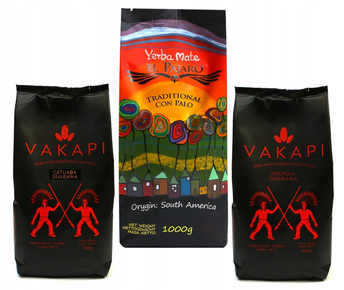 Yerba Mate Pajaro 1kg Vakapi Guarana Energie 2x500g Síla 2kg