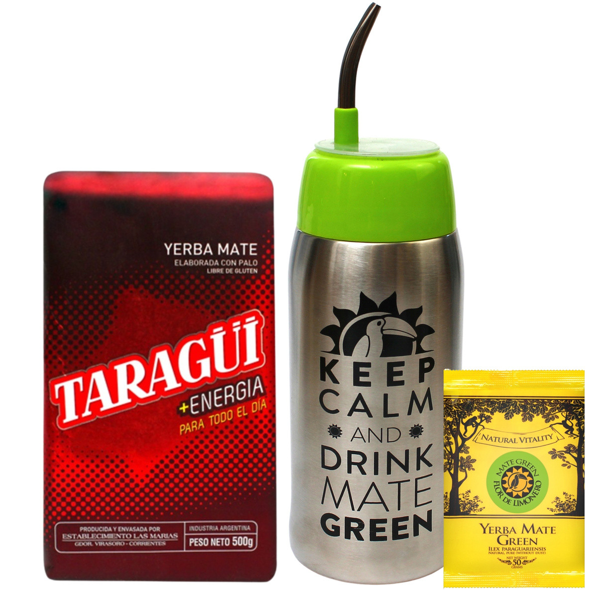Sada Yerba Mate 500 g Taragui Energia TermoMate Bombilla Premium Santiago