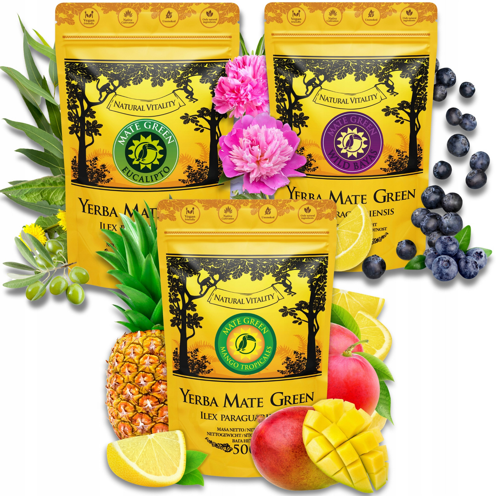 Sada Yerba Mate Green Ovocné 3x500g různé druhy 1,5Kg