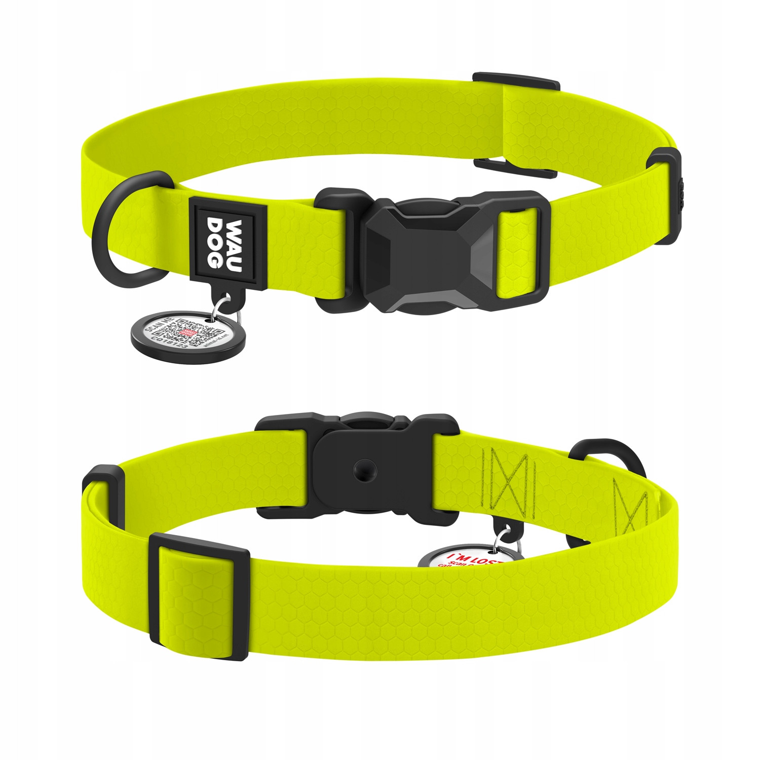 Voděodolná obojek pro psa, magnetická fastexová spona, limetková, velikost L