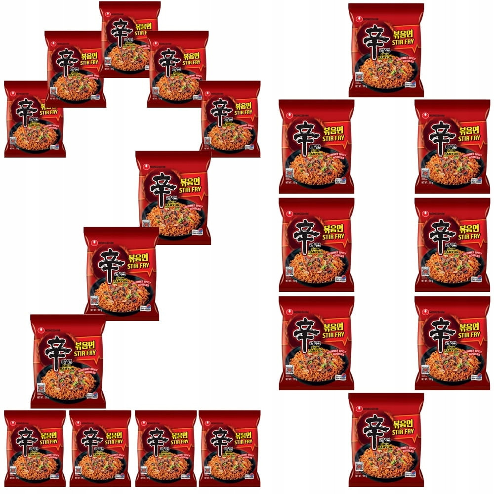 20x Korejské těstoviny Instant Shin Ramyun Stir Fry Ostré Hot 131g Nong Shim