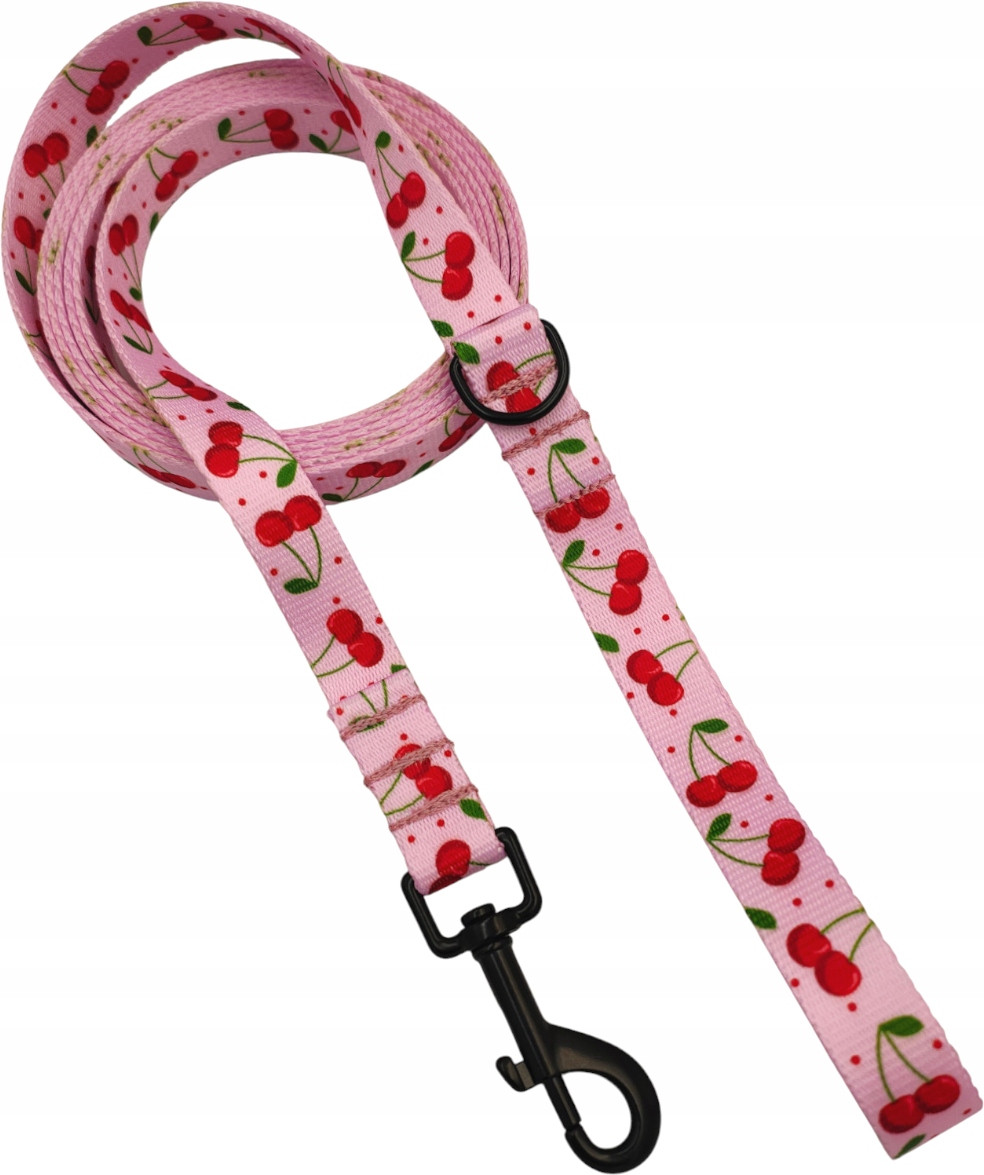Vodítko Pro Psa Třešničky Růžové Červené Barevné 2cm 3m 300cm