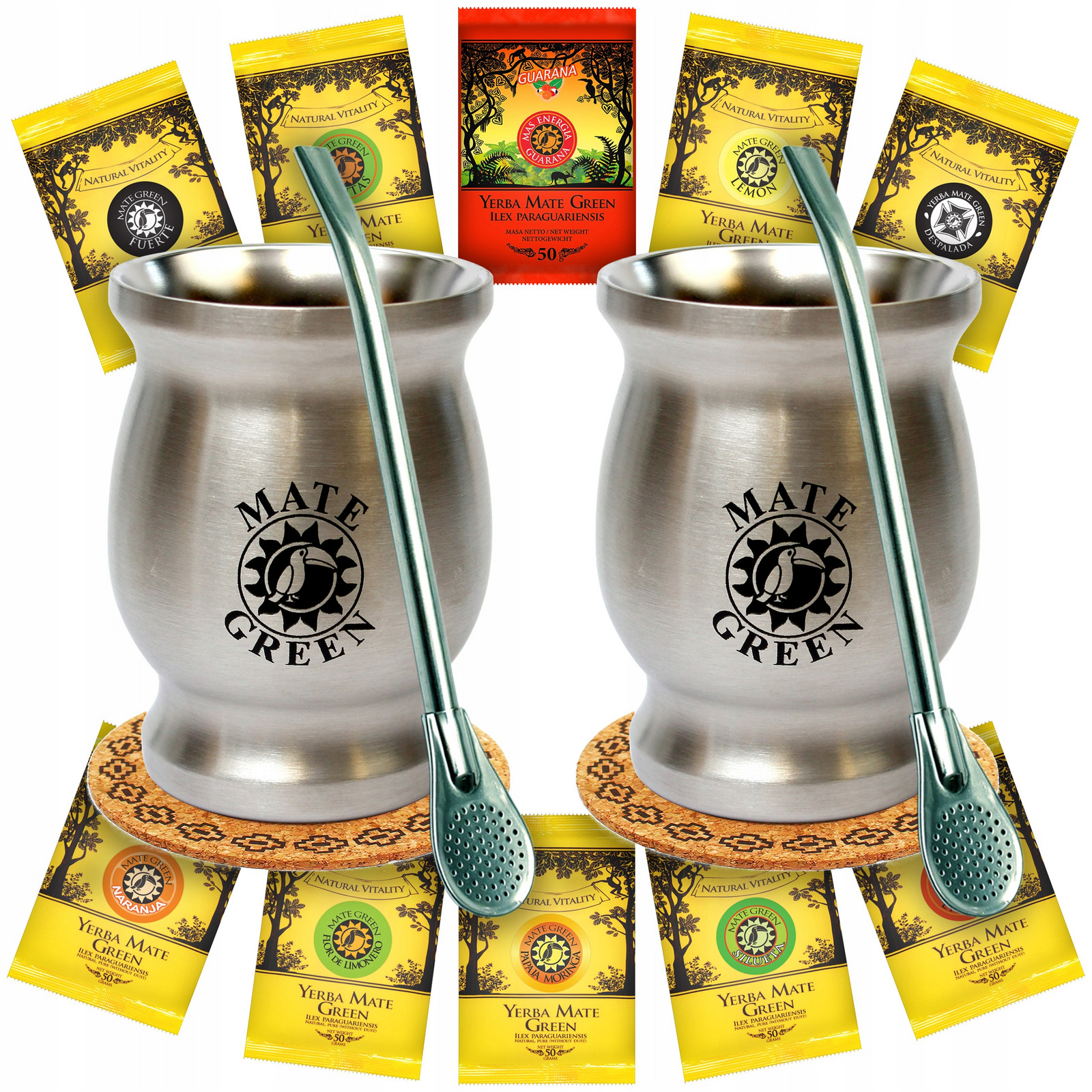 Set pro dva Yerba Mate Tykwa Bombilla 10x50g mix mate green
