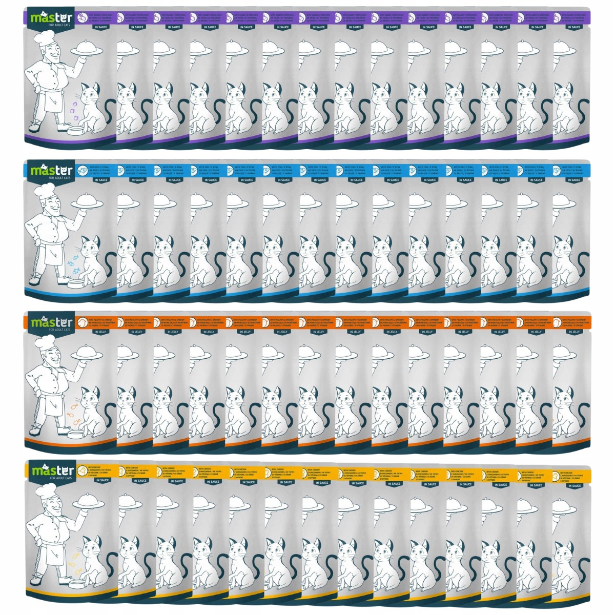 Mokré krmivo pro kočky Master Mix 4 příchutí 96x80 g
