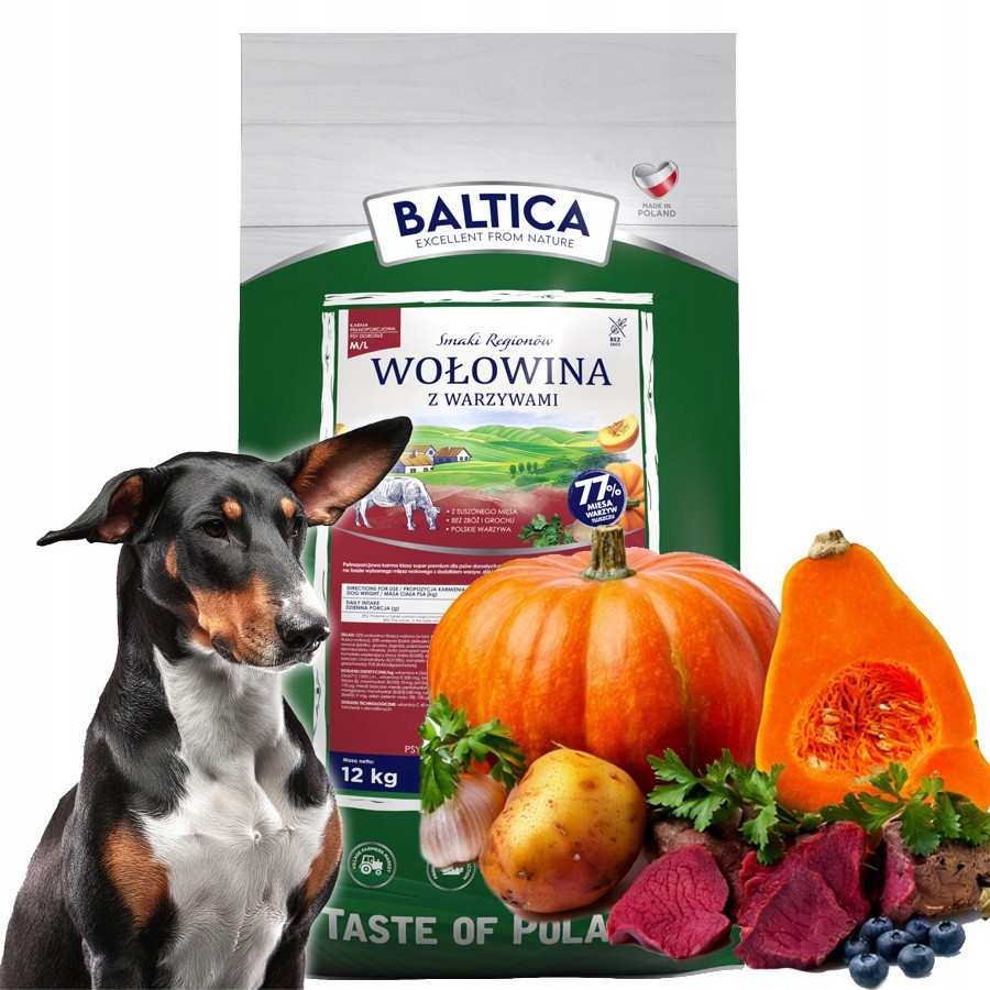 Baltica Hovězí maso se zeleninou M/L 12 kg pro střední velká plemena