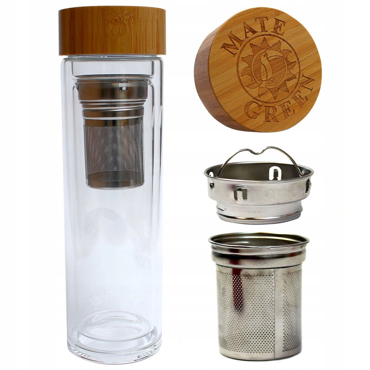 Skleněná termoska Vařič na Yerba Mate Čaj Bylinky Matermo 450 ml