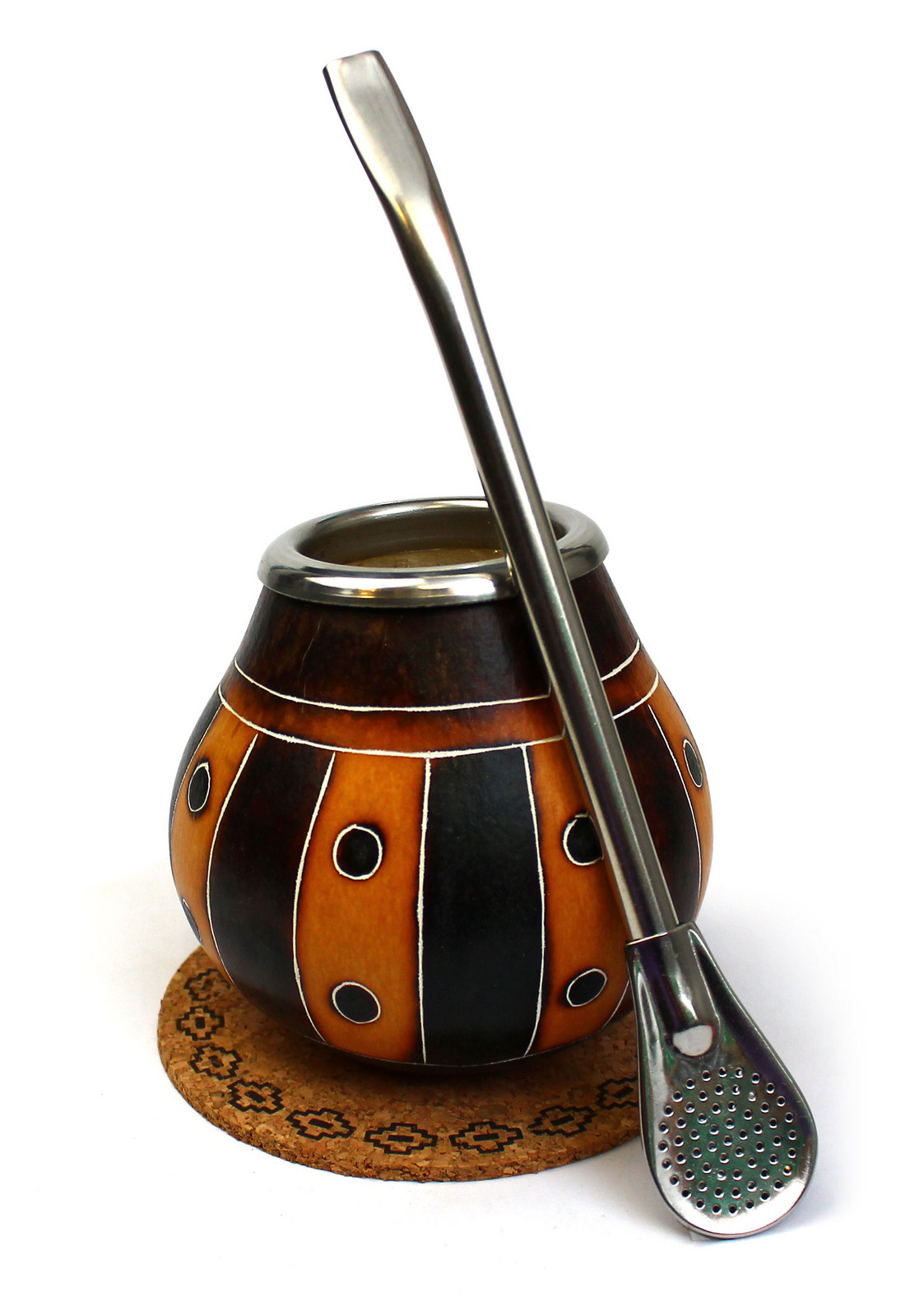 Klimatická sada Yerba Mate Tykwa Peru 250 ml, ručně vyráběná Bombilla