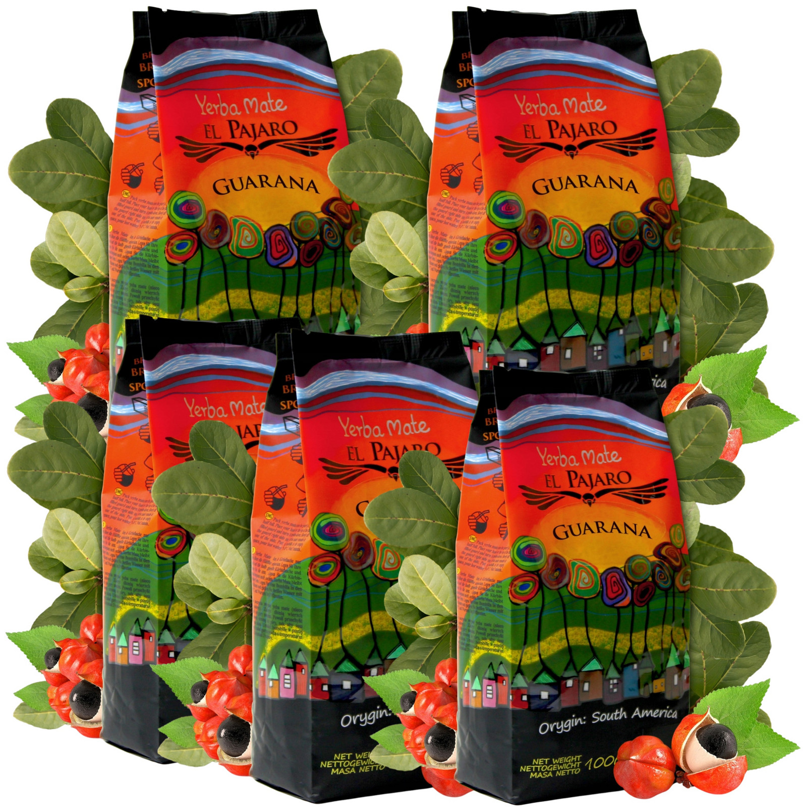 Yerba Mate El Pajaro Guarana 5x 1kg Potega Paraguayské yerby 5Kg