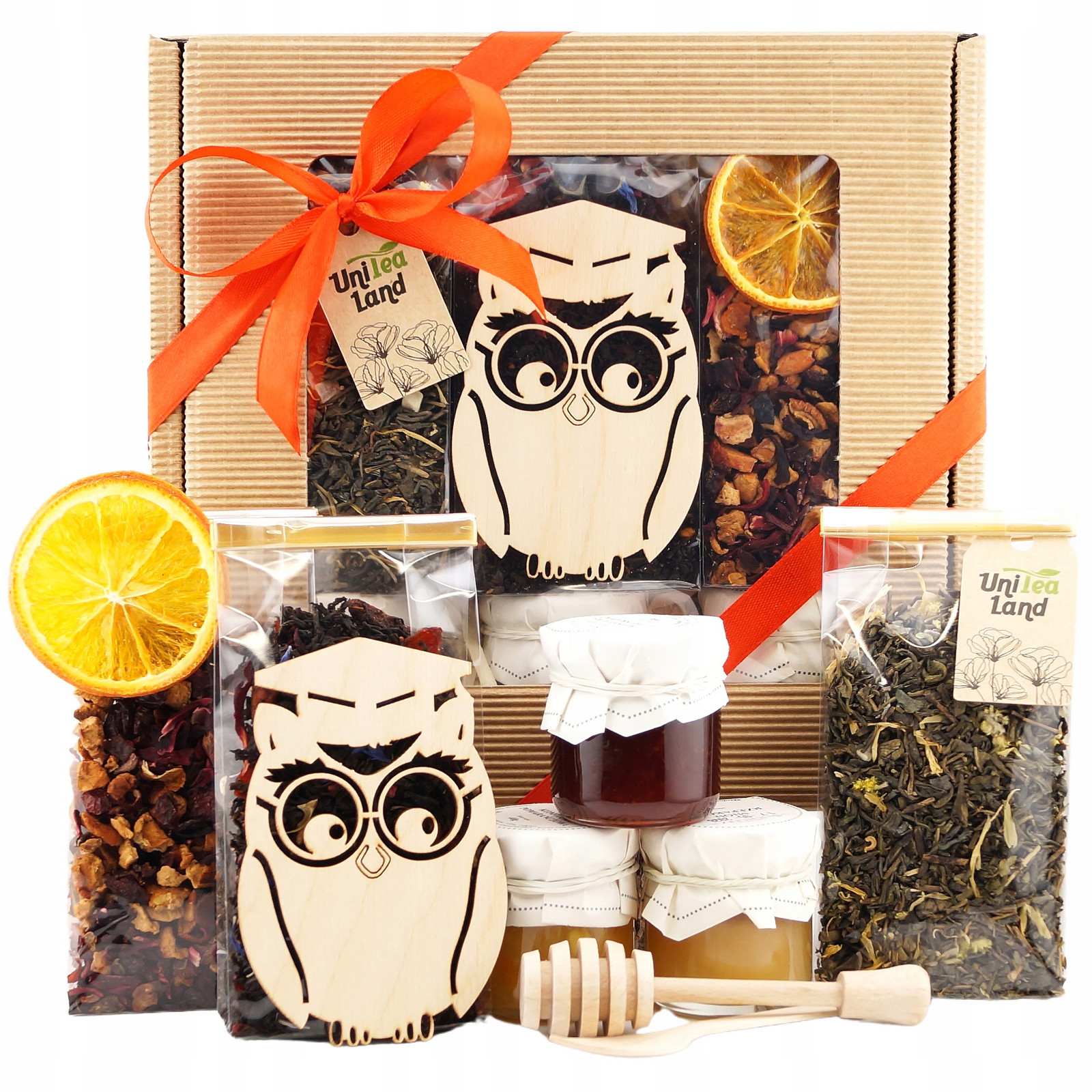Dárková Sada s čajem a sladkostmi „Moudrá sova“ Dárkový koš