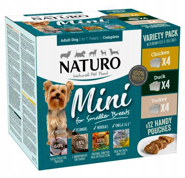 Naturo Mini vlhké krmivo Variety kuřecí kachna krůta 12x150 g