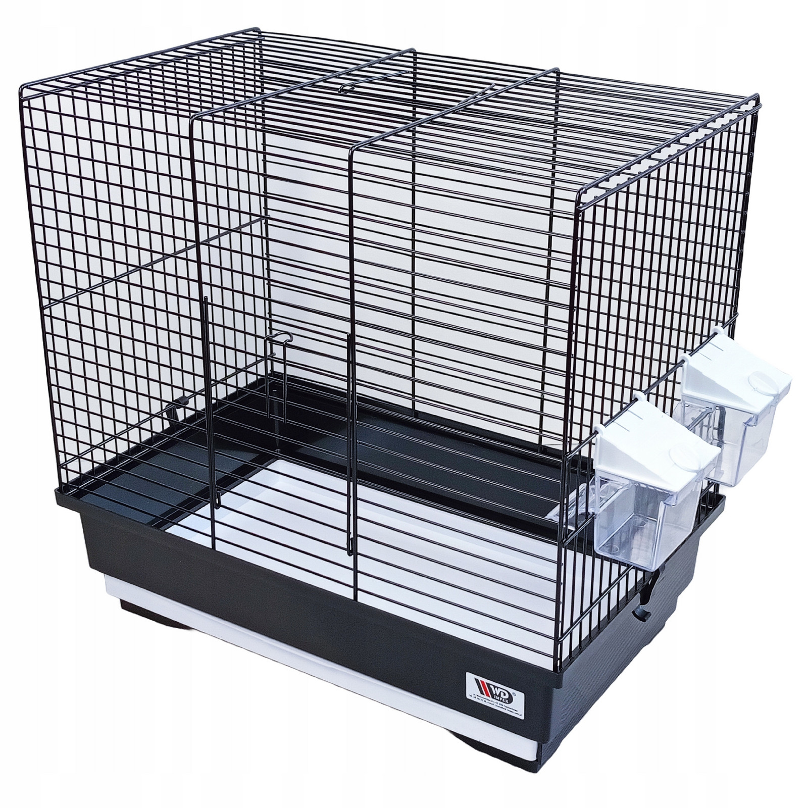 Klec pro papoušky ptáků kanárka zeberek vlnitý s zásuvkou a krmítky