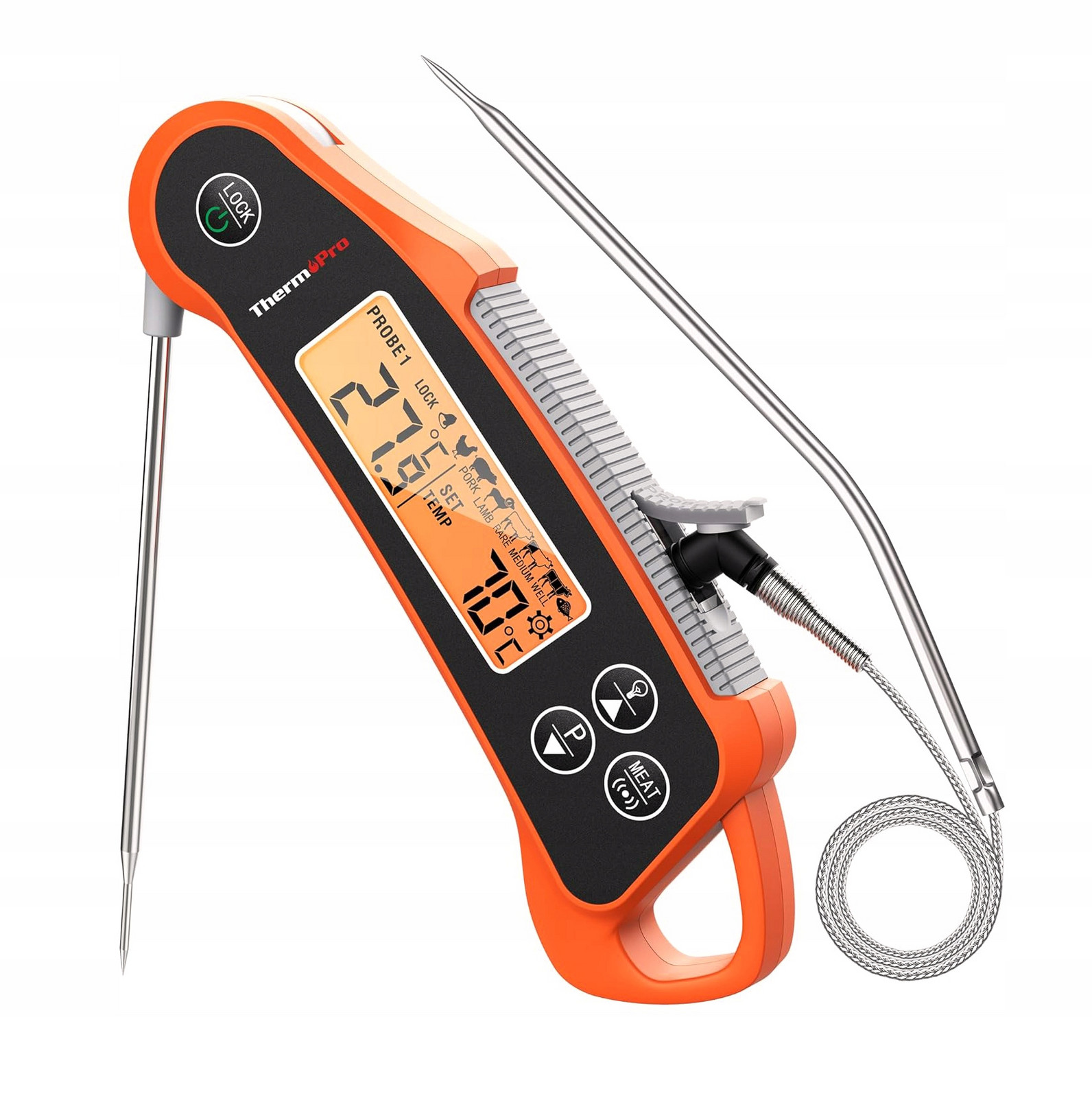 Kuchyňský teploměr skládací, dvojitá sonda, alarm LCD ThermoPro TP-710 Dual