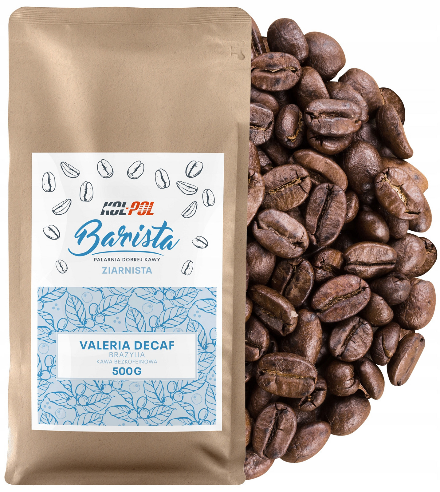 Káva Zrnková Bezkofeinová 500 g Čerstvě pražená Valeria Decaf x Kol-Pol