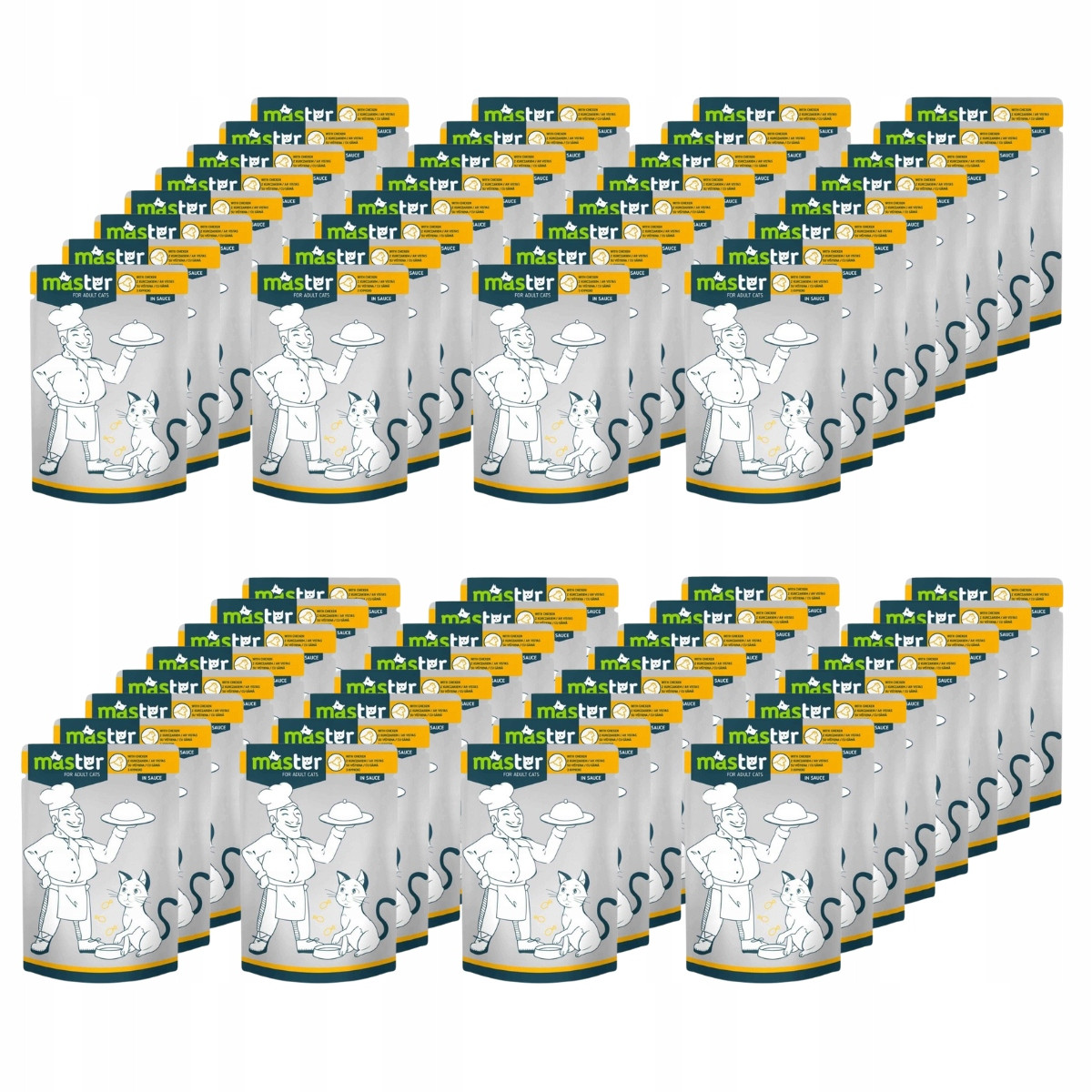 Vlhké krmivo pro kočky s kuřecím masem 80 g/72 ks Master Kompletní kapsička
