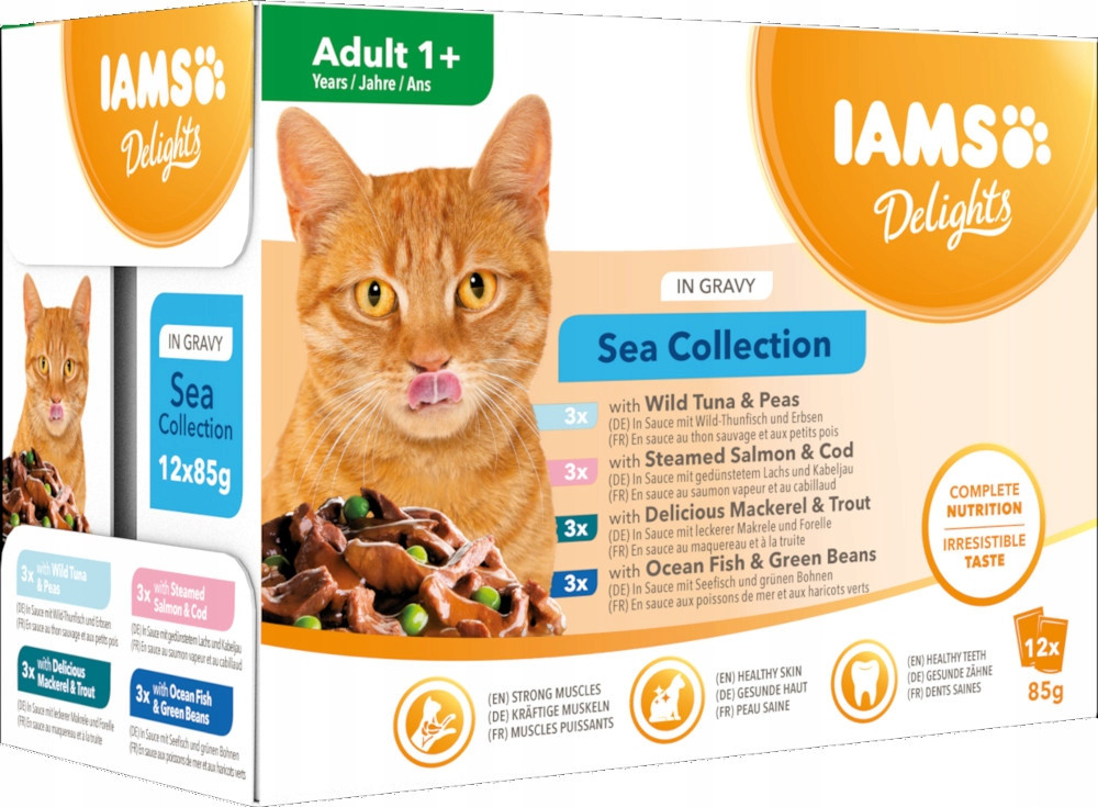 Iams Cat Delights Adult All Breeds Sea In Gravy sáček 12x85 g
