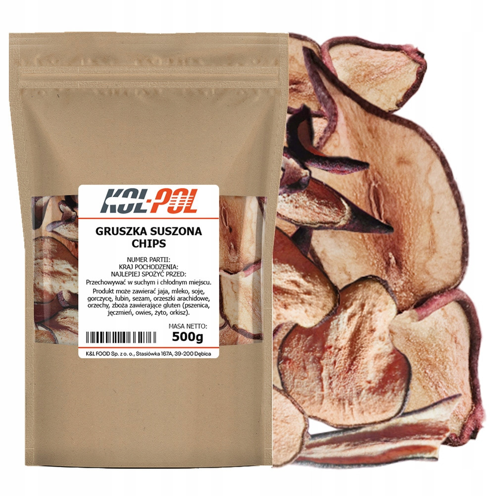 Chipsy Hruškové 500 g Křupavé sušené přírodní svačinka, kvalita Kol-Pol