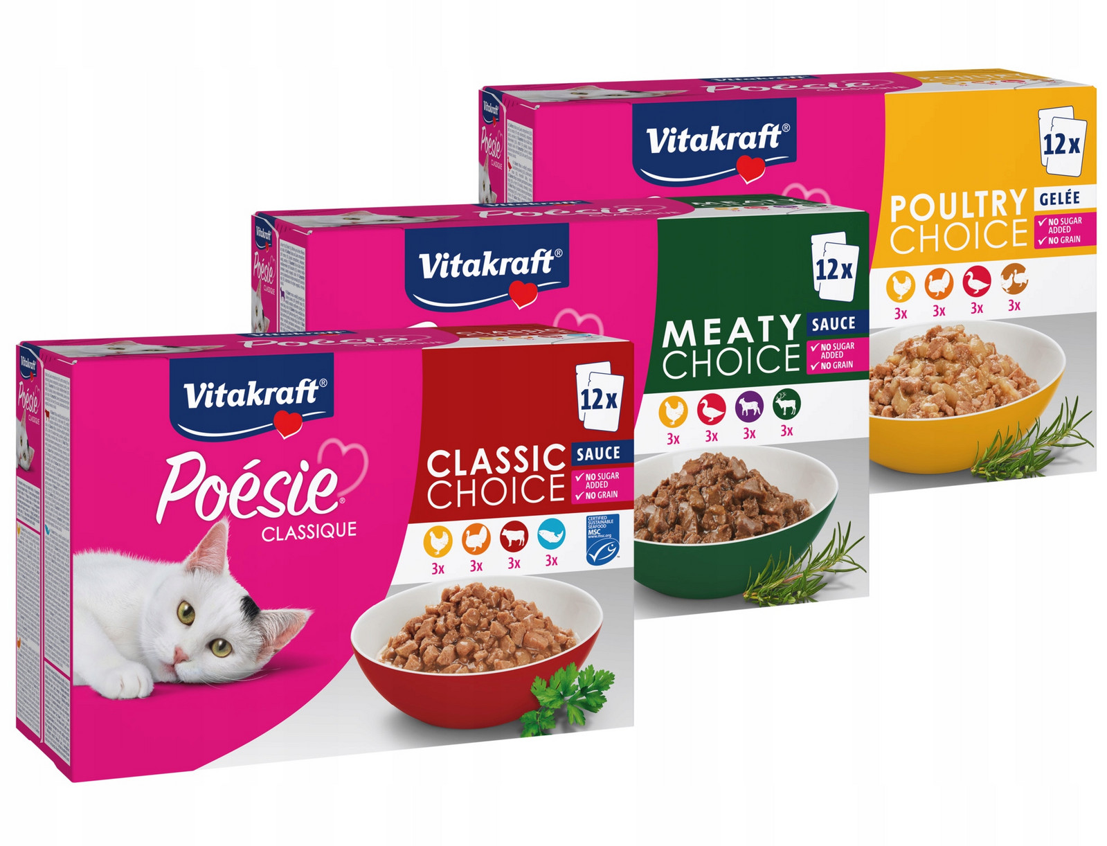Vitakraft Poesie Classique mix drůbež ryba 36x85g