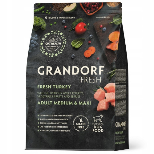 Grandorf Fresh Adult Medium Maxi Breeds Turkey krmivo pro psy krůta 10 kg