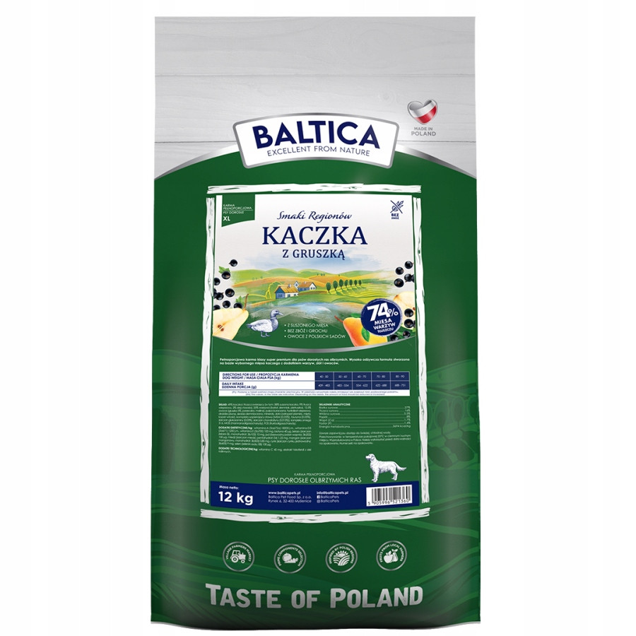 Baltica Kachna s hruškou 12 kg XL suché krmivo pro Velká Plemena