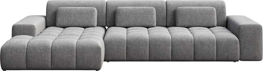 Šedá rohová pohovka (levý roh/s lenoškou) Chevi – Ghado