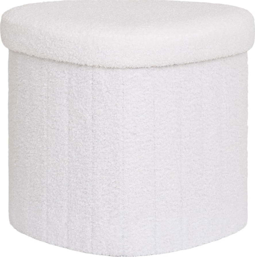 Bílý taburet z textilie bouclé Medford – House Nordic