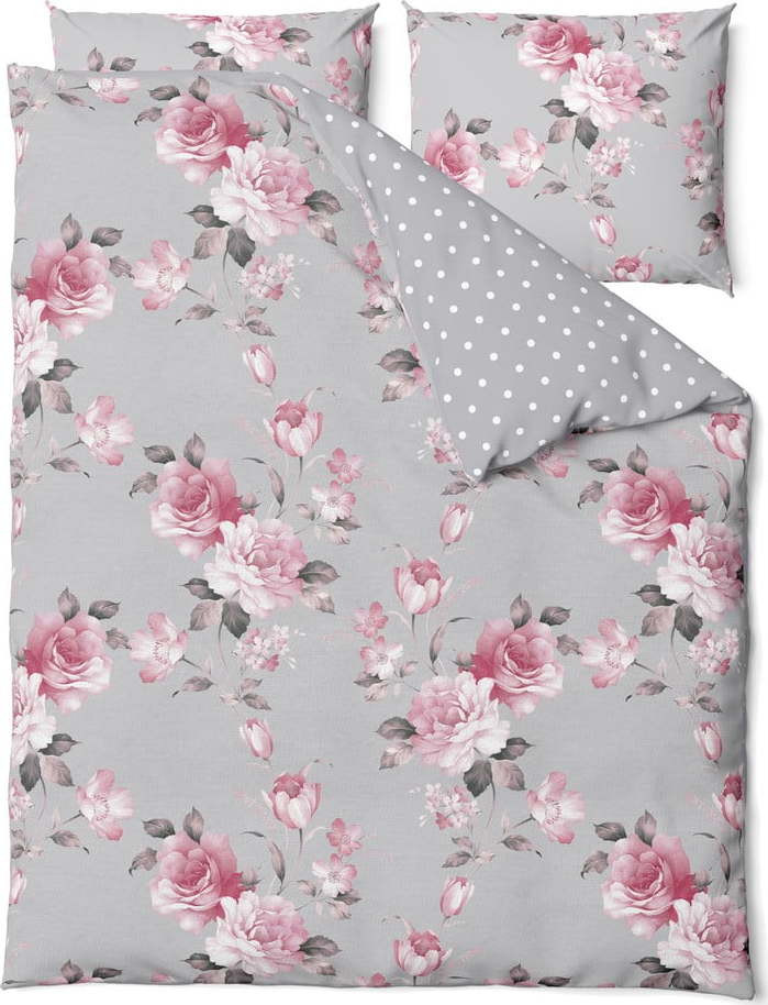 Šedé bavlněné povlečení na dvoulůžko Bonami Selection Belle, 200 x 220 cm
