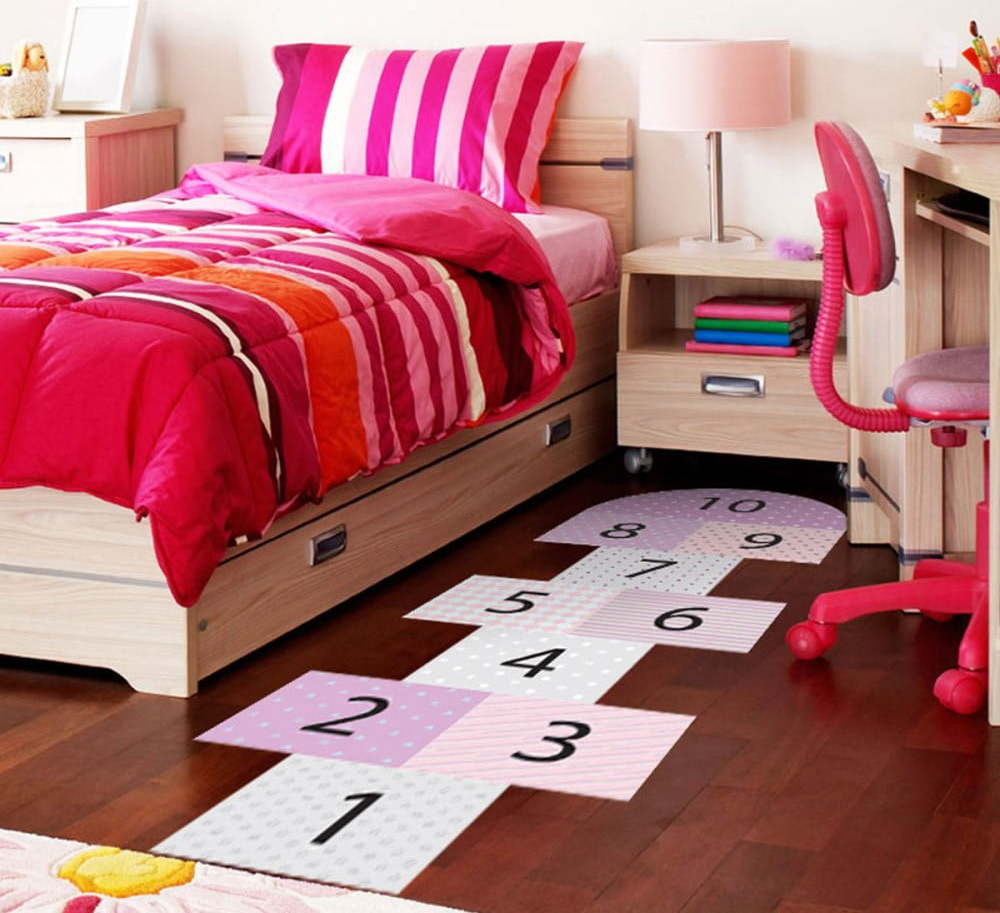 Vinylová dětská samolepka na zem Ambiance Hopscotch Girly