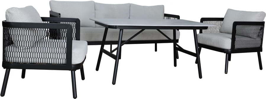 Šedý hliníkový zahradní lounge set pro 5 Edinburgh – Rojaplast