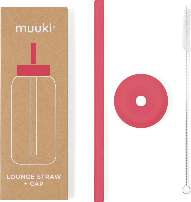 Silikonové brčko s čistícím kartáčkem/s víčkem Watermelon High – Muuki