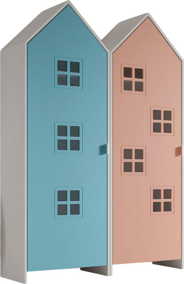 Světle modro-růžová dětská šatní skříň 115x171,5x37 cm Casami – Vipack