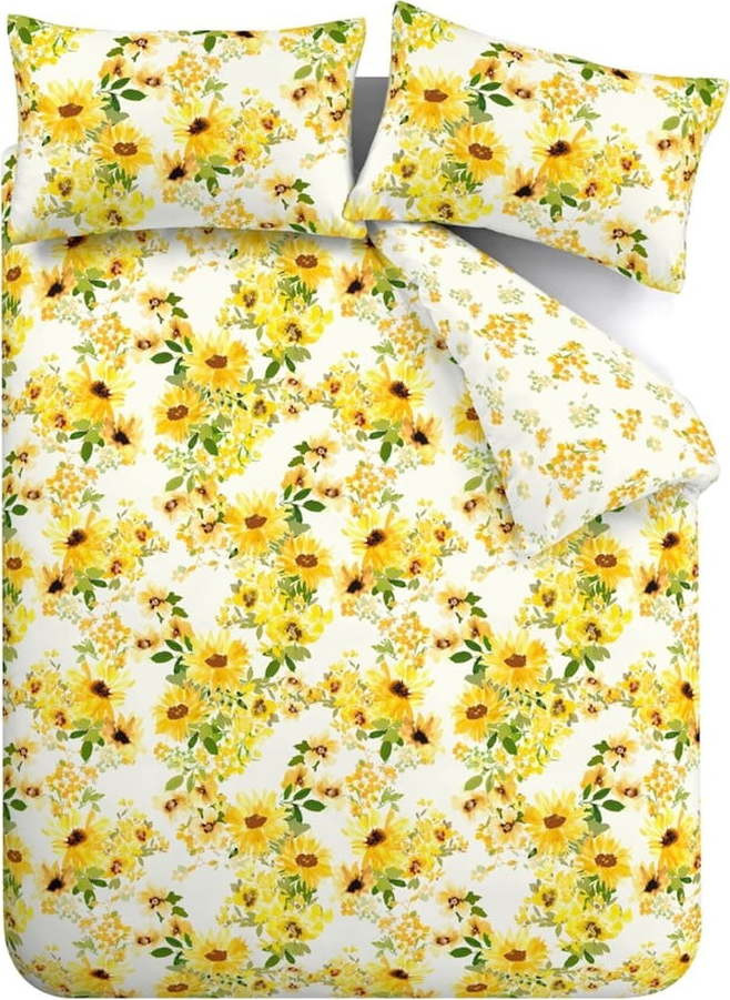 Žluté prodloužené povlečení na dvoulůžko 230x220 cm Sunflowers – Catherine Lansfield