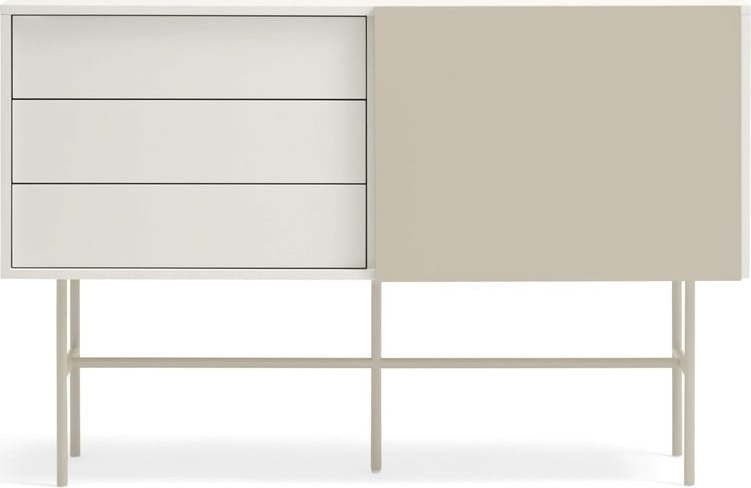 Béžovo-krémová nízká komoda s posuvnými dveřmi 140x91 cm Nube – Teulat