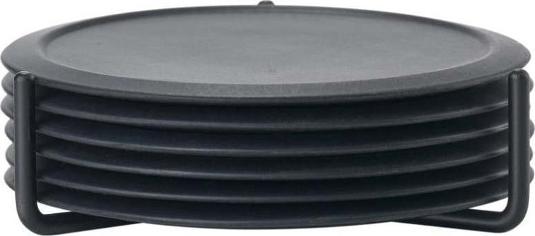 Černé silikonové podtácky v sadě 6 ks se stojánkem Singles - Zone