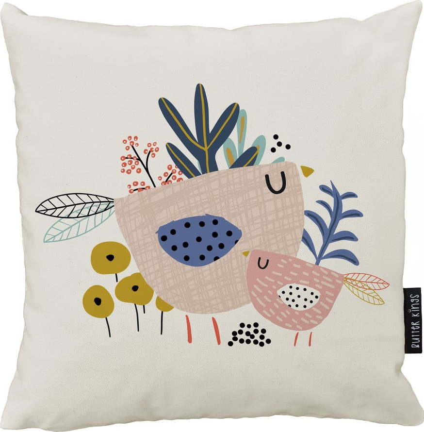 Polštář Butter Kings z bavlny Bird Family, 45 x 45 cm