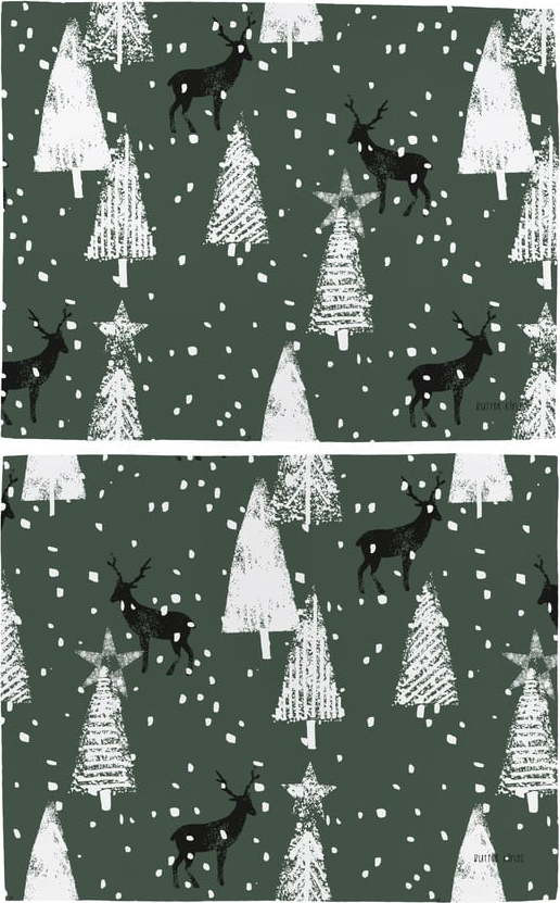 Látková prostírání s vánočním motivem v sadě 2 ks 35x45 cm Deer in the Forest – Butter Kings