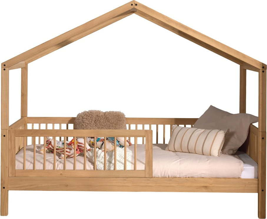 Domečková dětská postel z dubového dřeva s roštem v přírodní barvě 90x200 cm Forrest – Vipack