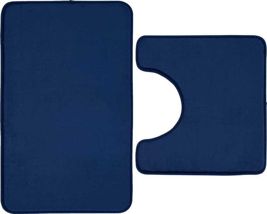 Tmavě modré WC koupelnové předložky z paměťové pěny v sadě 2 ks 50x80 cm Anti-Bacterial – Catherine Lansfield