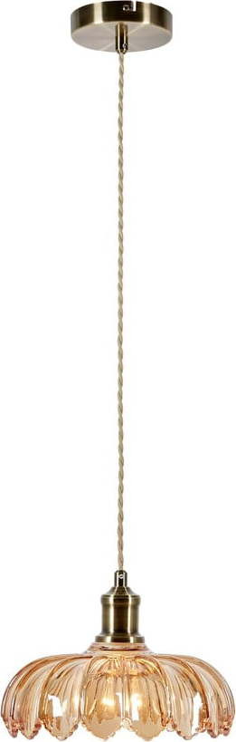 Závěsné svítidlo v mosazno-jantarové barvě se skleněným stínidlem ø 25,5 cm Kurage – Markslöjd