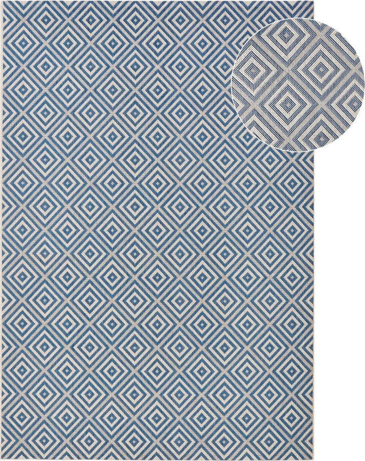 Modrý venkovní koberec NORTHRUGS Karo, 80 x 150 cm