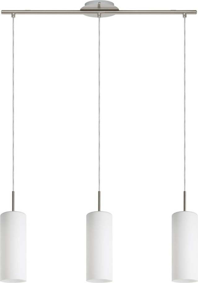 Závěsné svítidlo v bílo-stříbrné barvě se skleněným stínidlem TROY 3 – EGLO