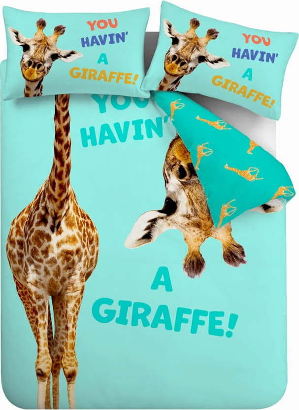 Tyrkysové dětské povlečení na jednolůžko 135x200 cm Havin A Giraffe – Catherine Lansfield