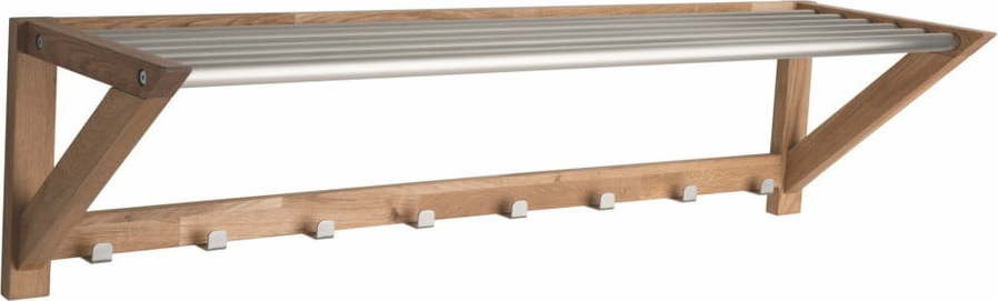 Nástěnný věšák z dubového dřeva v přírodní barvě s poličkou Confetti – Rowico