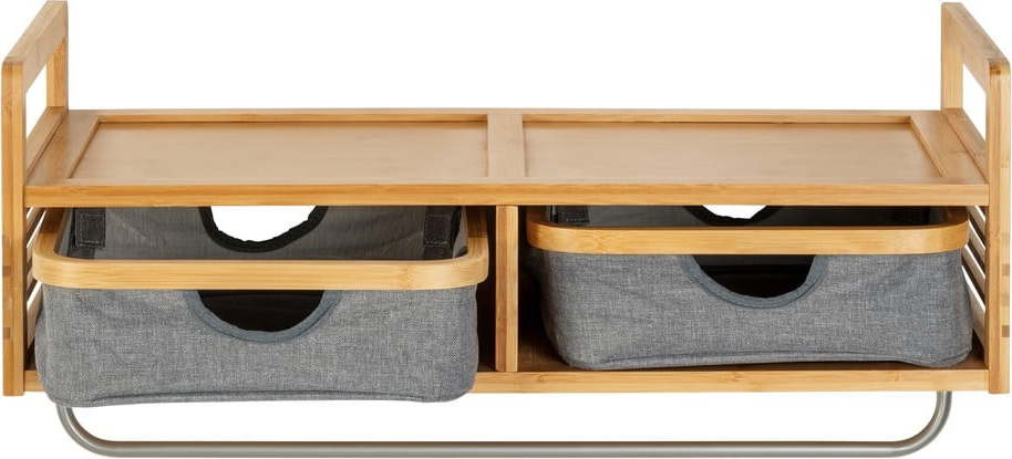 Bambusový nástěnný věšák s poličkou v šedo-přírodní barvě Bahari – Wenko