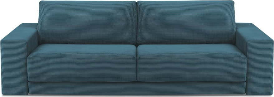 Tyrkysová manšestrová rozkládací pohovka 250 cm Donatella – Milo Casa