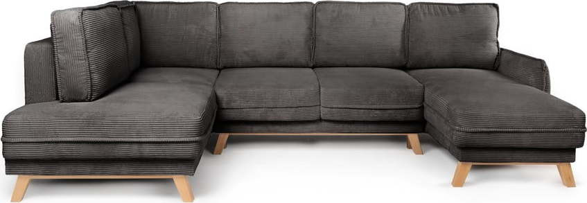 Šedá manšestrová rozkládací rohová pohovka (levý roh/do 