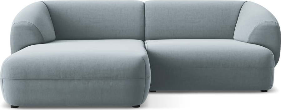 Světle modrá sametová rohová pohovka (levý roh) Moana – Makamii