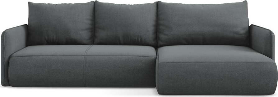 Šedá rozkládací/s úložným prostorem rohová pohovka (pravý roh) Nanea – Makamii