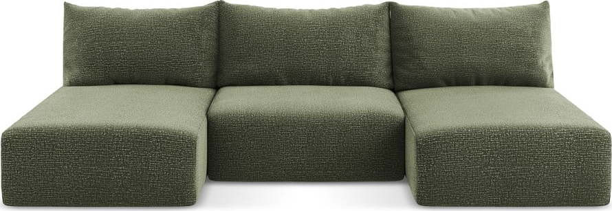 Zelená rozkládací/s úložným prostorem rohová pohovka Kalena – Makamii