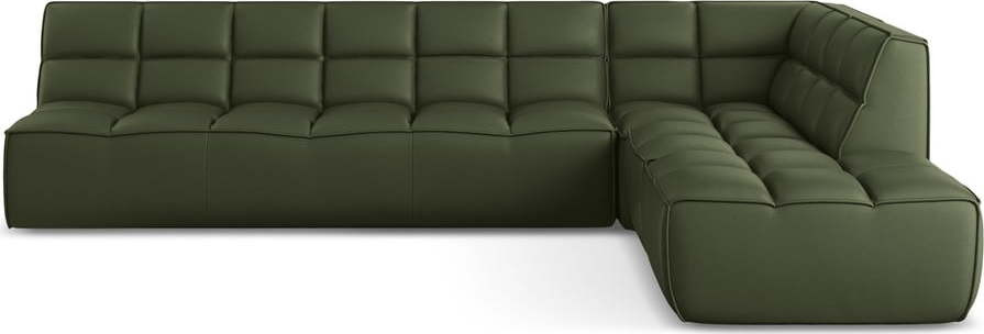 Zelená modulární rohová pohovka z imitace kůže (variabilní roh) Kalai – Makamii